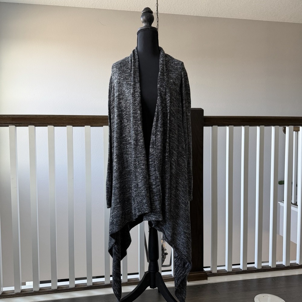 Lucky Brand Wool Blend Marled Knit Waterfall Cardigan Sweater 3XL Lagenlook Boho